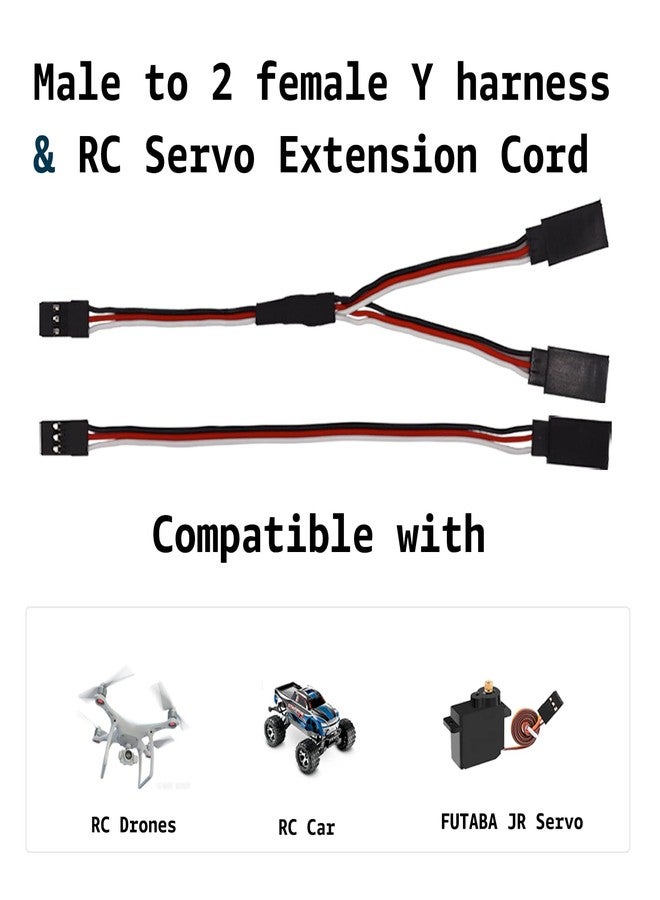Nvwadayu JST Y Splitters - 1 Male to 2 Female, RC Servo Y Connector, Servo Harness Lead, Extension Cable, JR Wire Connectors Fits RC JR Futaba Airplanes, Car (6pcs) - Image 2